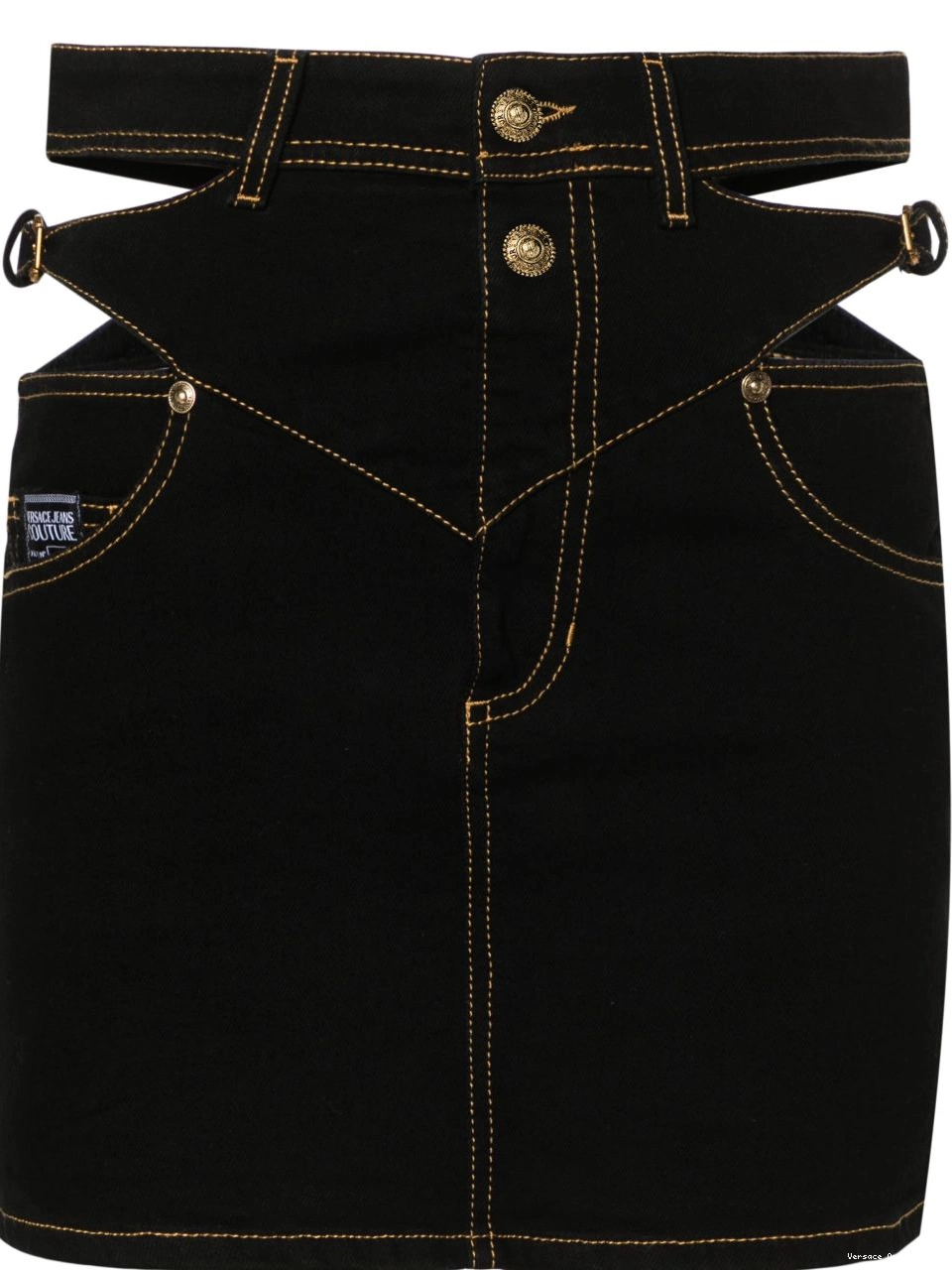 Jeans denim Couture mini skirt Versace Baroque buckle Women 0709